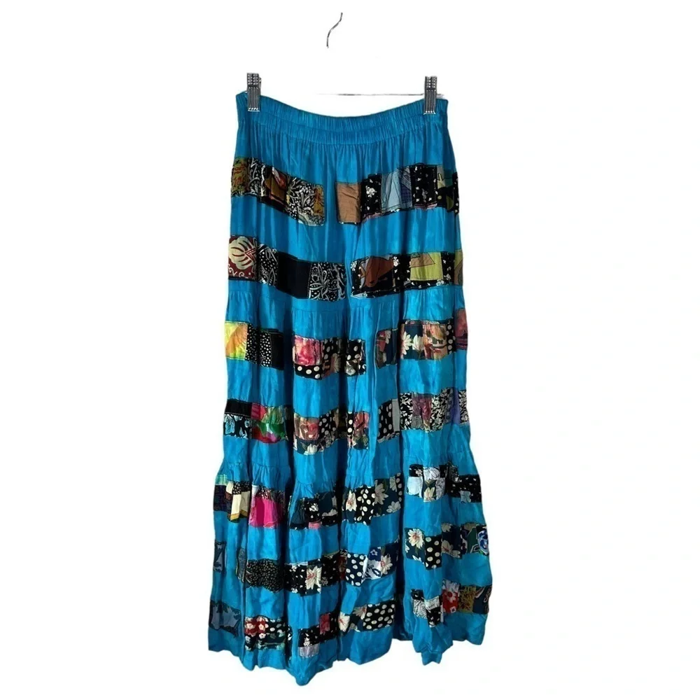 Native Wear Design Vintage Patchwork Boho Maxi Skirt SZ S